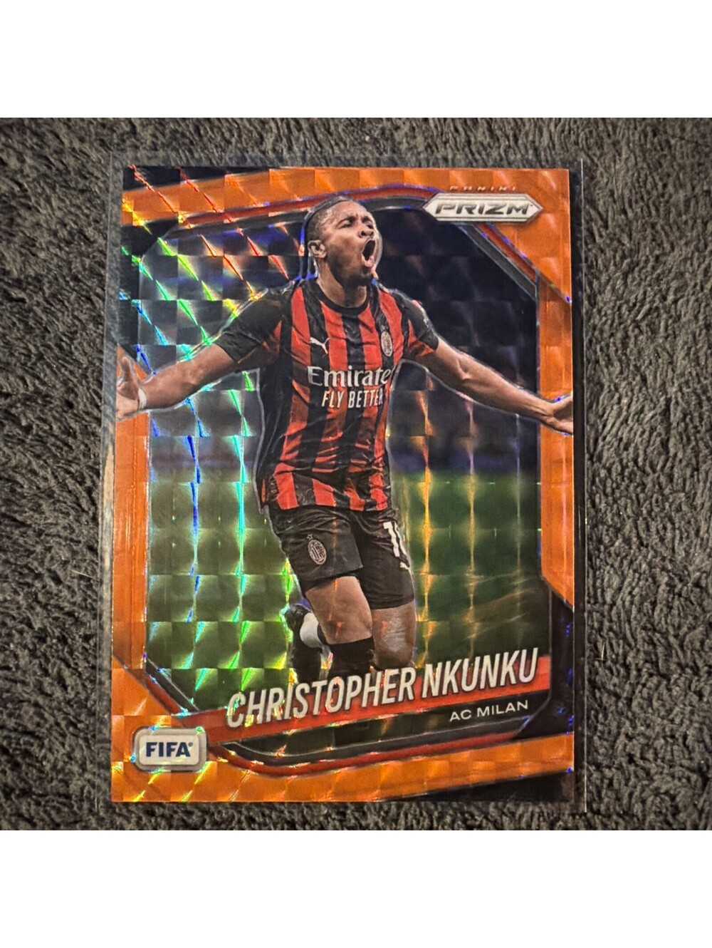 Christopher Nkunku 2025-26 Prizm FIFA - Orange Mosaic /299 - AC Milan
